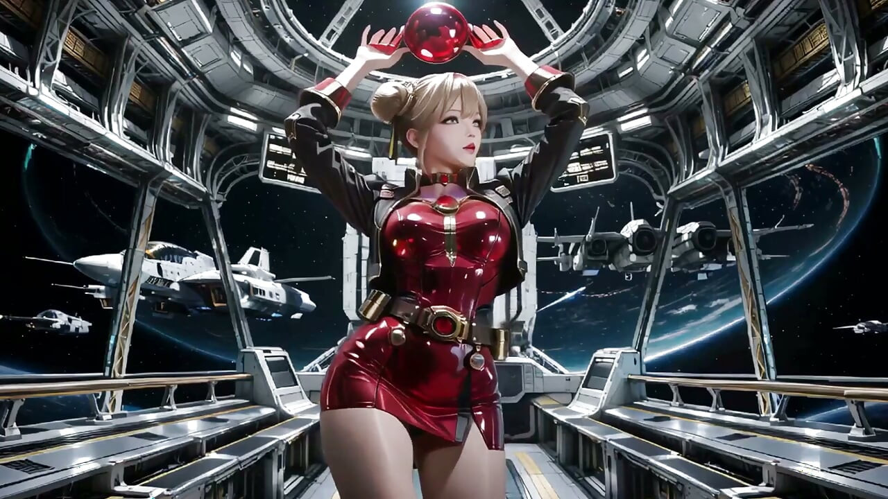Starship Red Armor the Blonde Commander's Private Gaze!