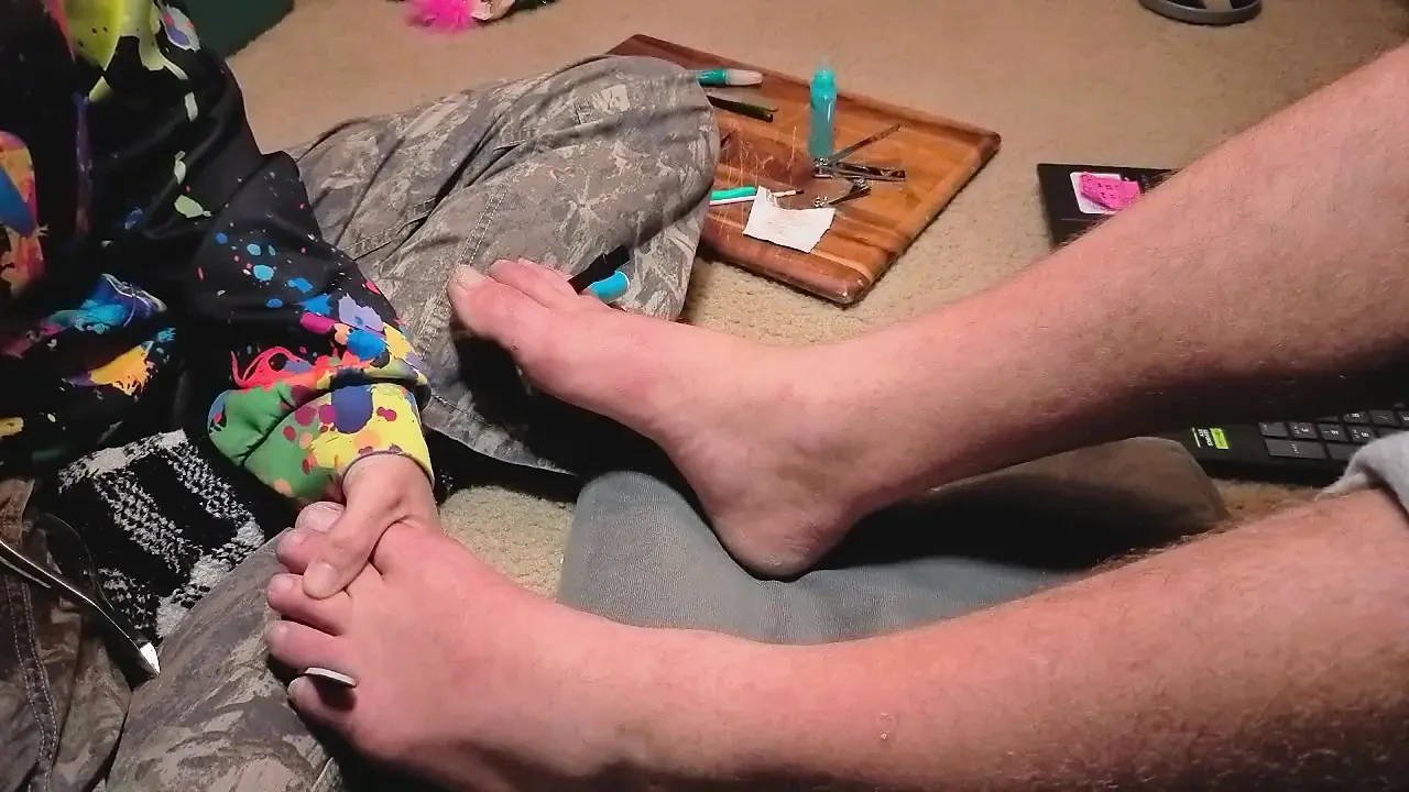 Melody Gives Her Master a Pedicure