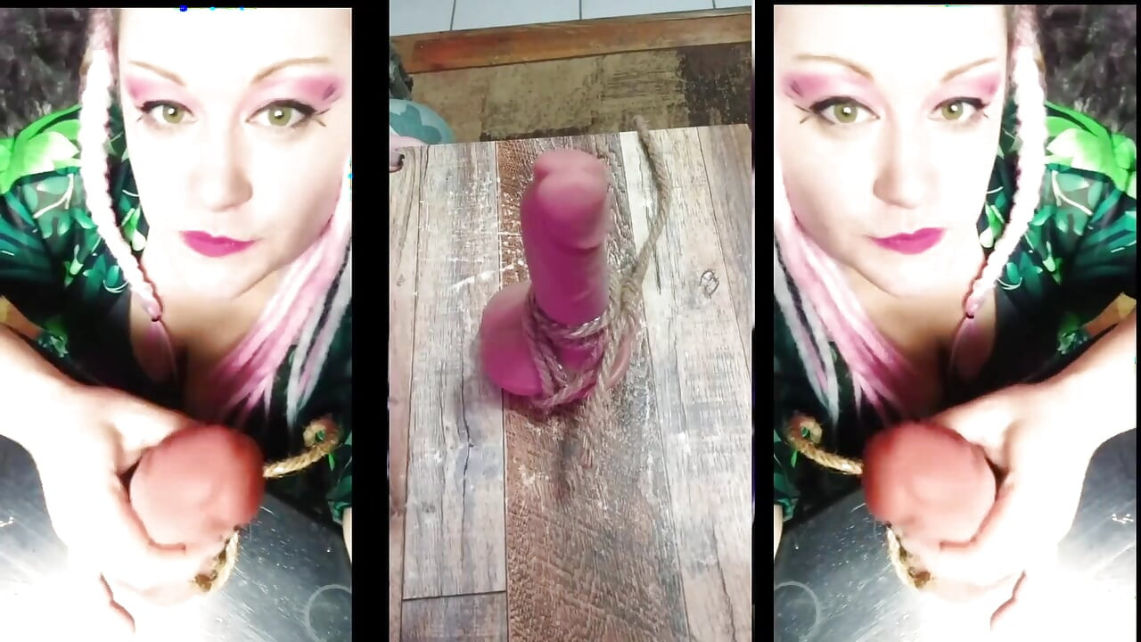 זין קשור וכדורים JOI עם אגרוף כדורים