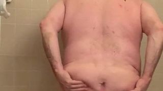 Old fat gay grandpa taking a bath and craving dick