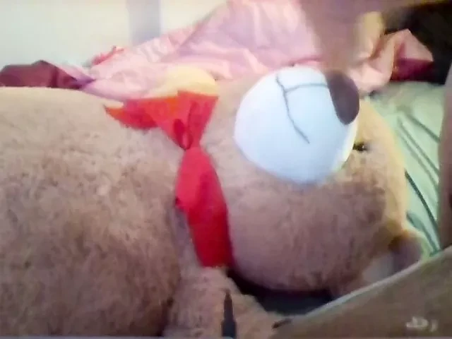 Young Chubby Girl humps giant teddy till orgasm