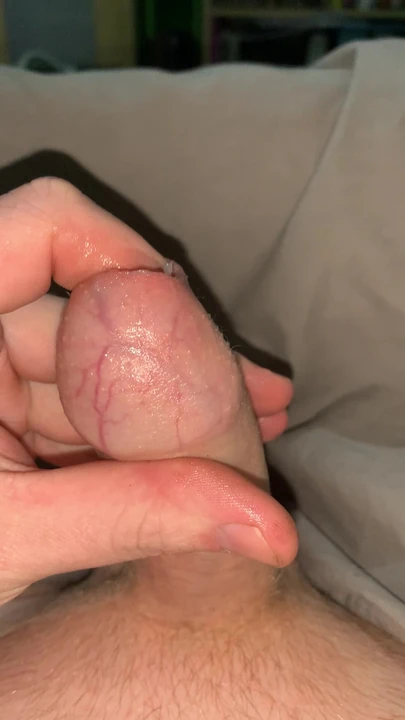 Playing with Wet Young Foreskin