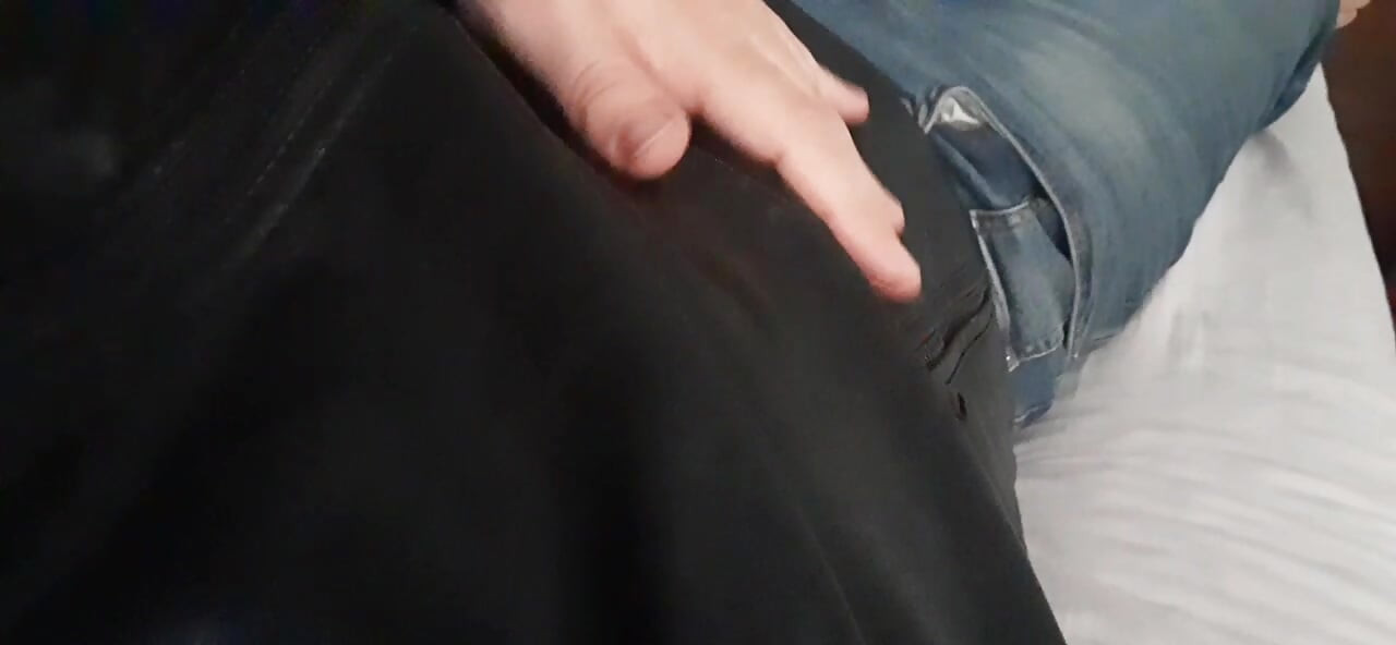 Collared fag cums on leather jacket
