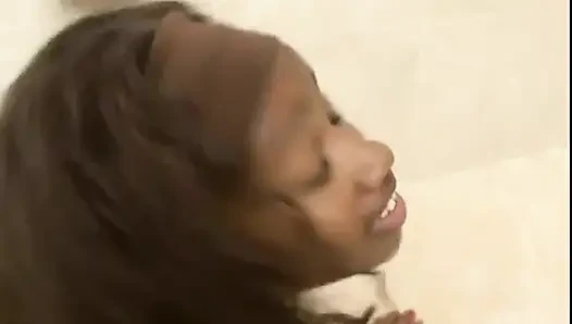 Nasty black slut enjoys a big white rod