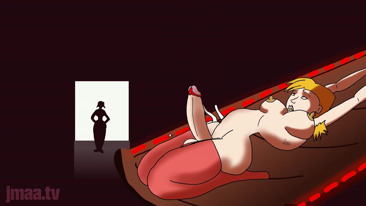 Futanari babe cumming hands free from a cock vibrator