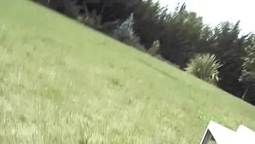 Muscled French MILF anally drilled outdoors