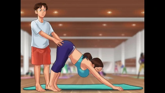Ich knete den arsch meiner MILF stiefmutter in Yoga in Summertime Saga