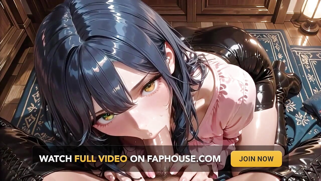 Blue-haired Golden-eyed Goddess in Pink Satin Blouse Black Shiny Mini Skirt Thigh-high Boots