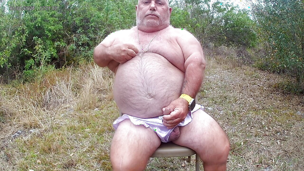 Edging wearing panties, edging my cock in the woods again.