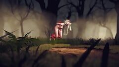 Elfo cayó en una trampa de gangbang con polla mágica en el bosque - clip corto en 3D porno
