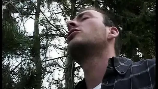 Skinny German whore rides dick in nature