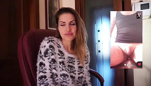 Милфа-брюнетка говорит о очень маленьком члене перед вебкамерой