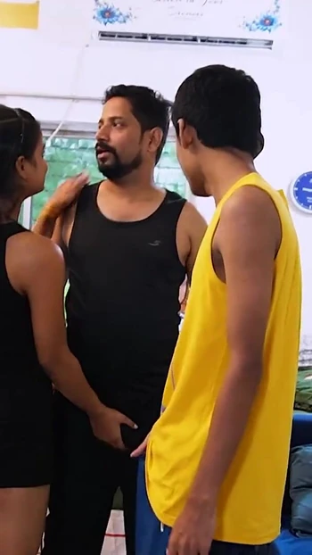 Emotional moment from "MORNING YOGA PRACTICE AND FUCKED TEACHER AND STUDENT EACH OTHER, HARDCORE GROUP SEX"