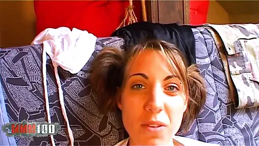 French Babe Missguapa Trying to Insert a Very Big Dildo in Her Asshole