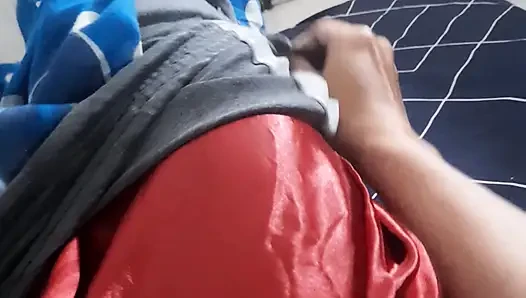 Wearing satin mini skirt inside shorts