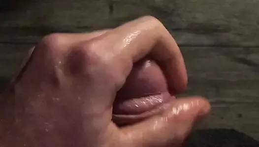 Jerking, Polishing the Tip, and Cumming in Hand. Smeared the Cum on the Cock Head