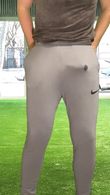 Thrilling moment from "Public dick flash and cum in pants in the gym"
