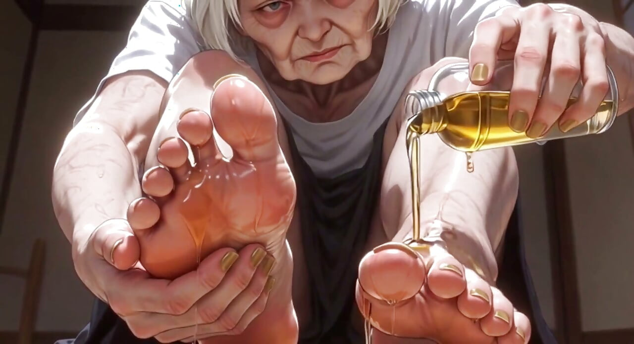 Чувственный масляный массаж ступней 87-летней бабушки - великолепные ступни и ногти