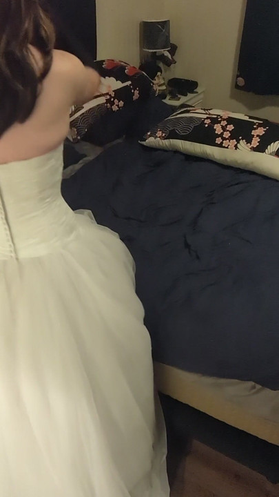 Won't someone cum inside my massive wedding gown with me? | Clip 3