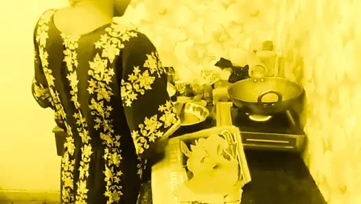 Busty MILF Desi Bhabi Has No Idea Her young Devar see Secretly in the kitchen room.