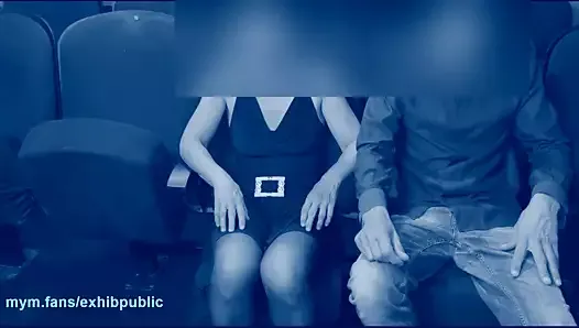 sex in cinema with orgasm and cumshot, public place