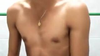 Latino Twink Jerking his Big Cock and Cum