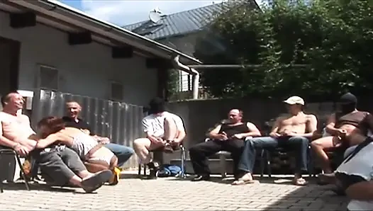 Mature Brunette Stretched Wide in Sloppy Gangbang Frenzy