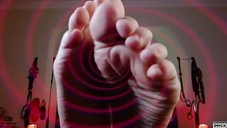 Bare feet mesmerize and wiggling toes