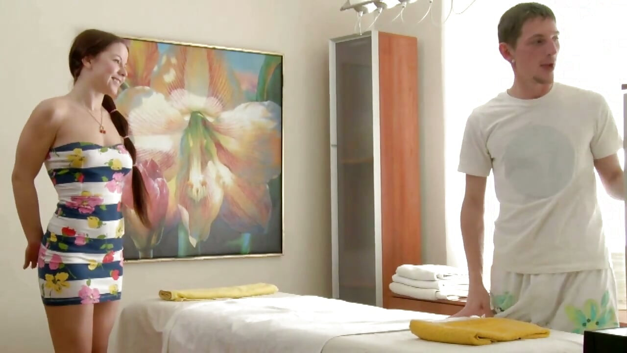Sexy big natural tits, pussy fucking masturbation after massage