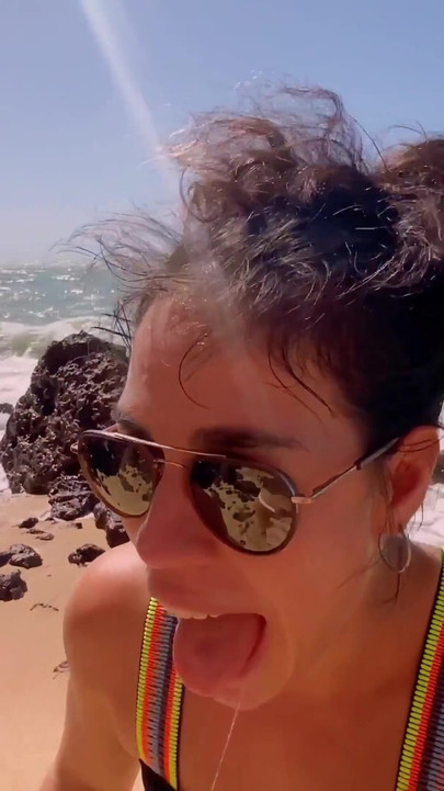 Memorable moment from "public beach drinking 2 liters of pee ,public beach gagging"