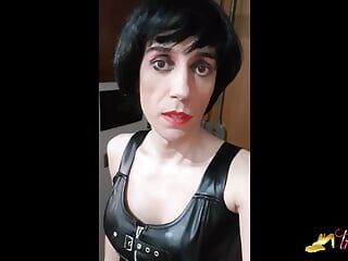 Super Horny Transvestite Helena Black Puts a Dildo in Her Ass and Licks Her Own Cum off of It