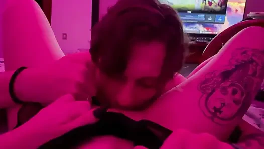 Real Couple Intimate Moment Under Red Lights