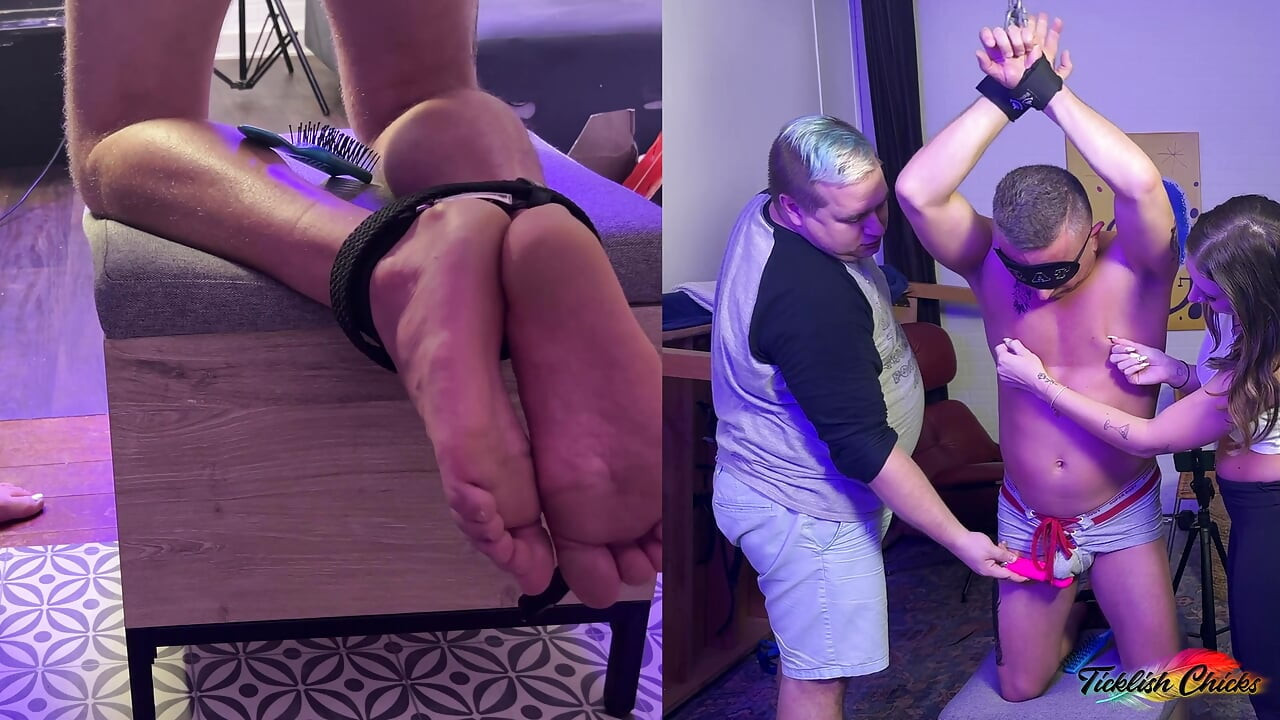 TICKLISH CHICKS - Mandy Learns Fast: Tickling Chad's Feet, Cock Tease, and Pit Worship in Bondage