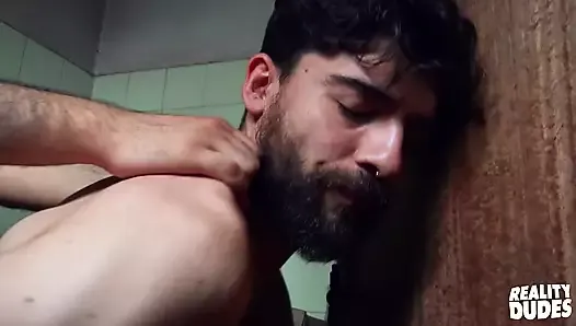 Bearded Studs Adonis And Andy Go To Abandoned Bathroom To Make Out And Squirt His Cum Everywhere - REALITY DUDES