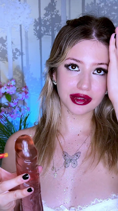 Blowing Smoking on the Dildo Imagining Your Cock