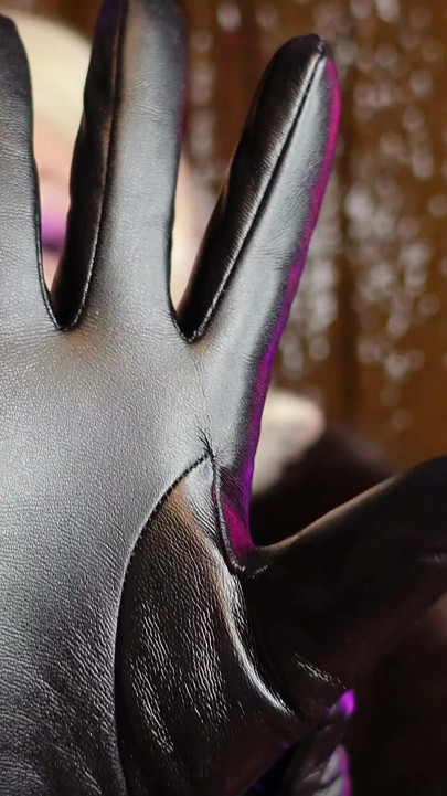 Leather gloves and fur fetish ASMR video by Arya Grander