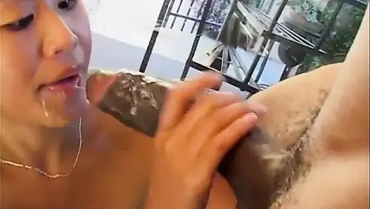 Black stud launches his long and wide cock in tight pussy