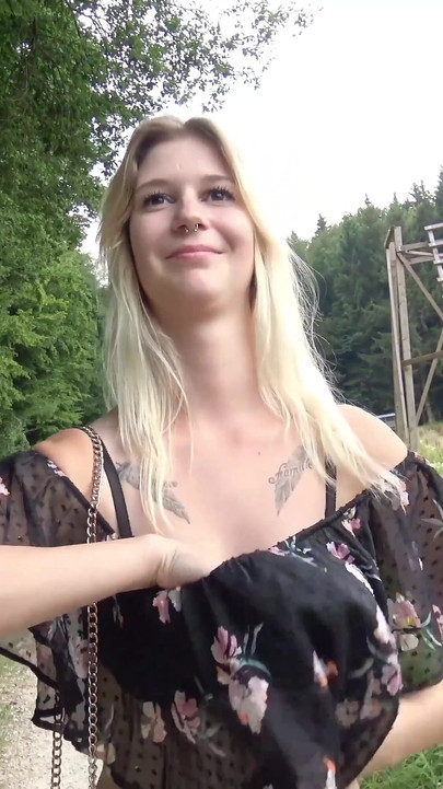 Captivating moment from "GERMAN SCOUT - 18yr College Teen Lara Talk to Fuck Casting"