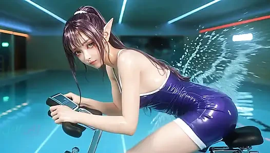 Liminal havuzda binme simülasyonu - elf ve jöle sümüklü kız çifte aksiyon