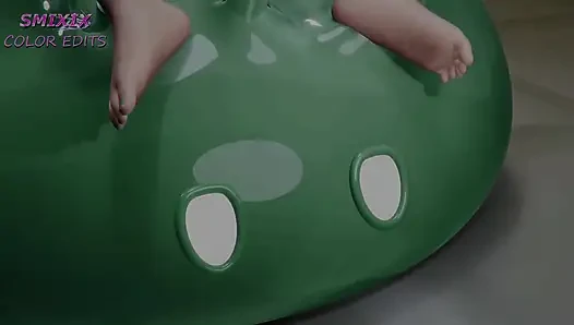 Mualani Green Slime двойное проникновение и минет с кримпаем, экстра сперма, покрытая Genshin ударом хентай MMD, 3D цветной правка Smixix