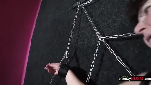 Oma in sexy dessous im hogtie