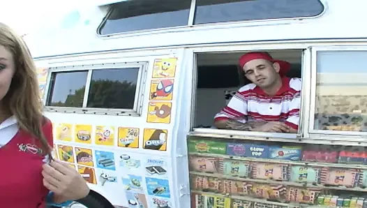 Sexy teen is getting fucked and facialized in ice cream truck