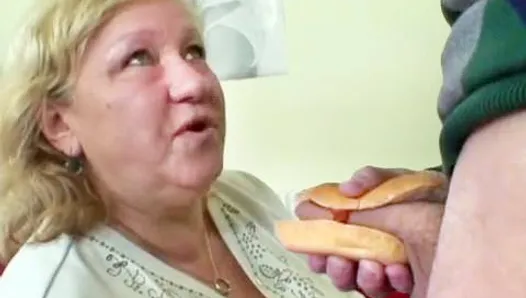 BBW Granny Loves Hot Dog With Young Dick