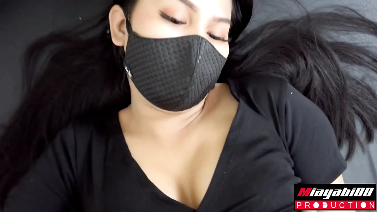 Creampied fuck sexy Thai Asian black mask licking her pussy then fuck her hard