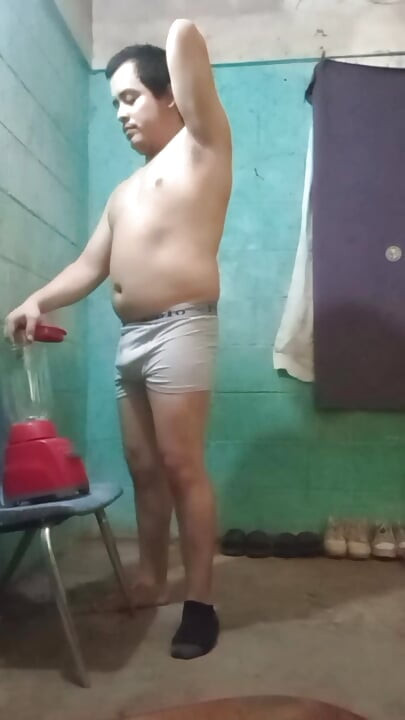 Jesus shirtless in boxer making goose cupcake smoothie of this 2026