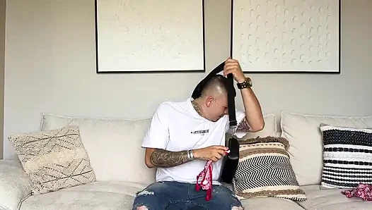 I catch my stepbrother masturbating in my panties and he ends up squirting me