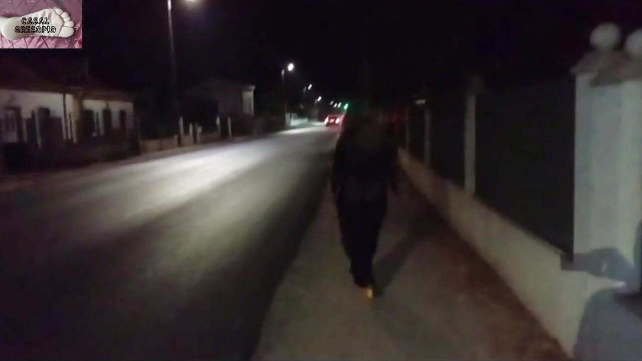 Mel showing off in public on the side of the road 13