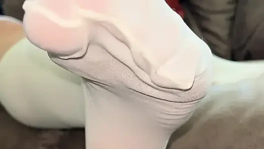 White Nylon Sock Tease In Your Face POV