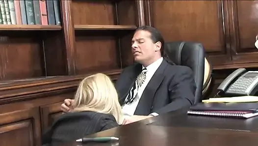 Blonde lawyer sucks her boss's cock