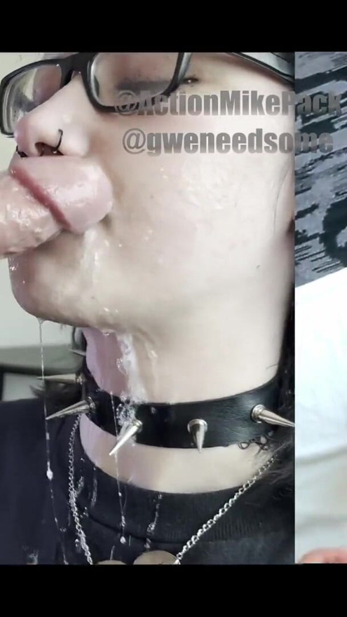 18yo Emo Dream Girl Gwen Shows Off Impossibly Sloppy Deepthroat and Ballsack Sucking | Clip 1